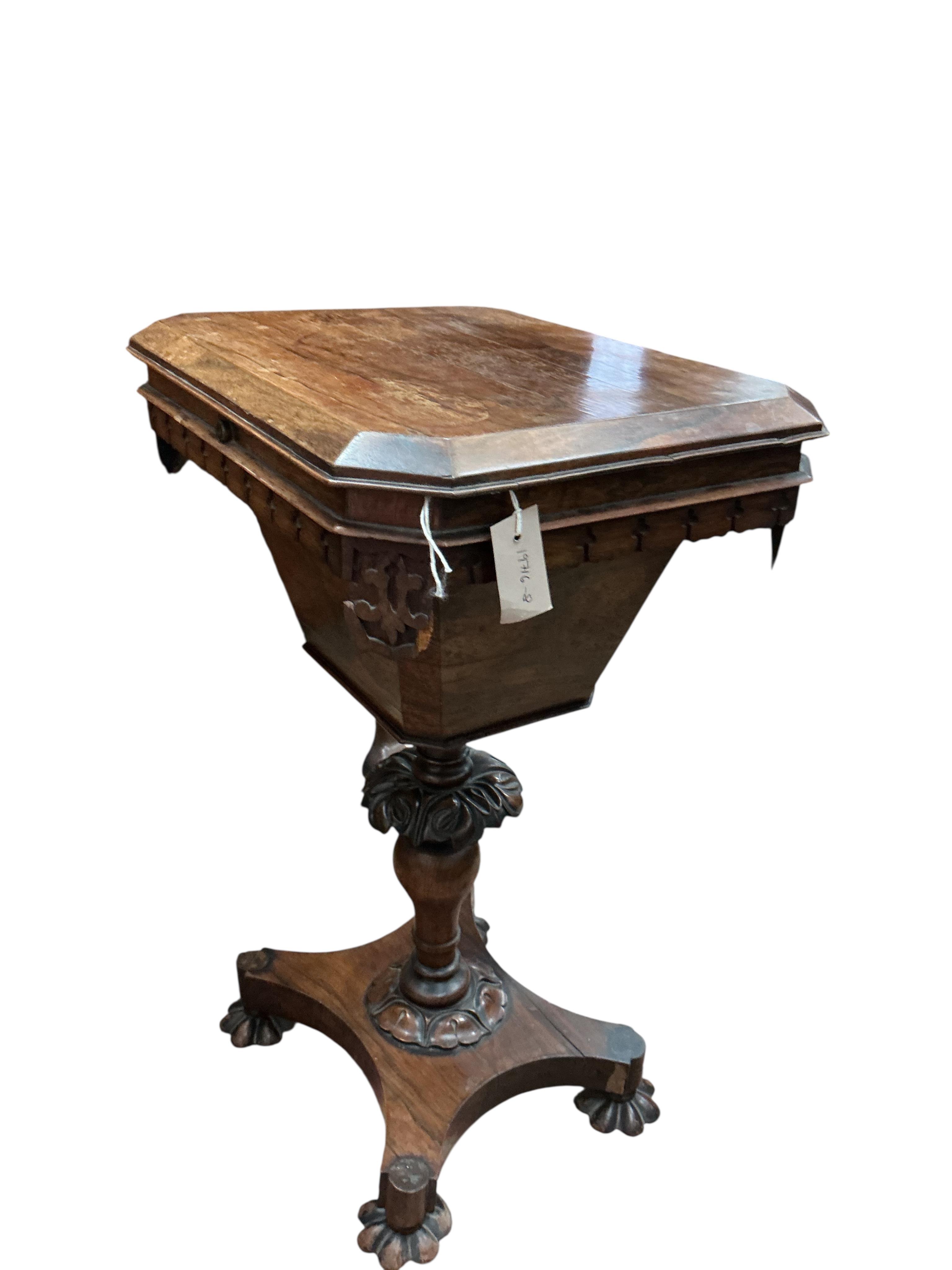 A William IV rosewood work table, width 48cm, depth 40cm, height 74cm